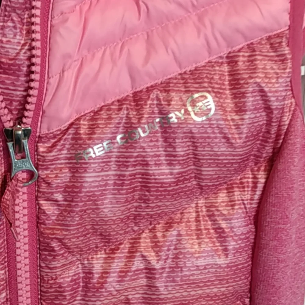 Free Country Girls Pink Hooded‎ Down Puffer Vest Lightweight Size S 7-8